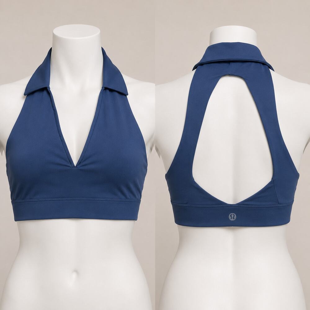Lululemon Halter Sports Bra Blue Open Back Est Women's 2(XXS)